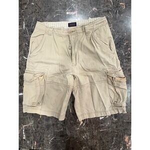 No Boundaries Mens Cargo Shorts Sand Khaki Cotton Size 34 NB178100